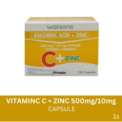 WATSONS GENERICS - Vitamin C + Zinc 500mg 10mg 1 Capsule (sold per piece) image
